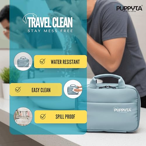 Image of Water Resistant Toiletry Pouch for Men & Women - Travel Pouch Bag for Men with Hanging Hook, Multi-Compartment Organizer, Lightweight & Spacious | Medicine Pouch for Travel | Free Travel E-Book