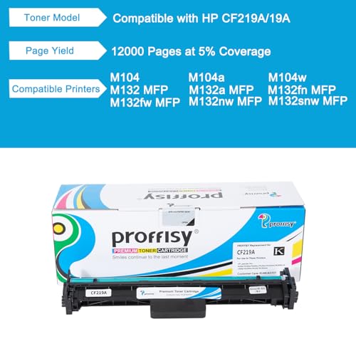 Image of proffisy 19A Drum with chip, 219A Toner Cartridge Drum Compatible with HP LaserJet Pro M104, M104a, M104w, M132 MFP, M132a MFP, M132fn MFP, M132fw MFP, M132nw MFP, M132snw MFP (CF219A - with chip)
