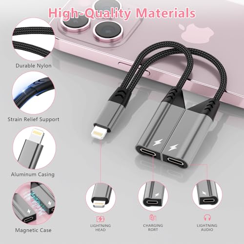 Câble de chargement iPhone avec répartiteur audio HiFi et micro pour iPhone 14 Pro