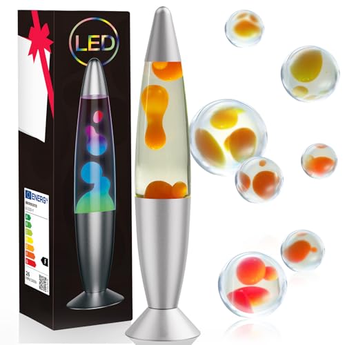 Lampes LED à mouvement liquide de 34,8 cm, lampe à couleur changeante, lampes de cire liquide blanc et orange pour adultes et enfants, cadeau pour Noël,...