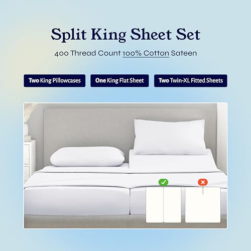 image for California Design Den Split King Sheets Sets for Adjustable Bed - Soft