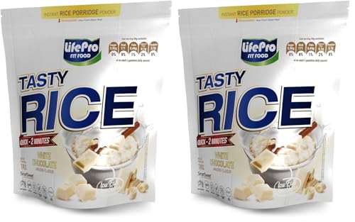 Life Pro Tasty Rice 1kg | Harina de Arroz Pre Gelatinizada para Mejor Asimilación y Digestión | Carbohidratos para más Energía | Textura Extrafina Sin Azúcares (CHOCOLATE BLANCO) (Paquete de 2)