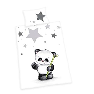 Herding BABY BEST Beddengoedset, panda, kussensloop 40 x 60 cm met hotelinslag, dekbedovertrek 100 x 135 cm, met…