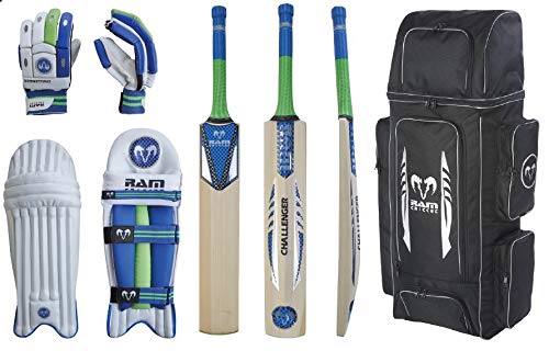 Ram Cricket Challenger Player Bundle – Complete Cricket Set with Cricket Bat, Batting Gloves, Pads & Duffle Bag. Perfect for Club, School & Casual Play - Available in Senior (SH) Junior (Size 6)