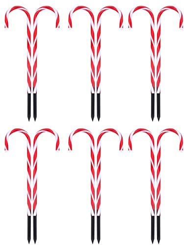 Weihnachts-Zuckerstangen-Lichter-Set, 12 Stück, 43,2 cm Weihnachts-Zuckerstange, Wegeleuchten mit 6 Glühbirnen (ein Set hat 72 Lichter) für Weihnachten, Innen- und Außenbereich, Wege, Gartendekoration Cover