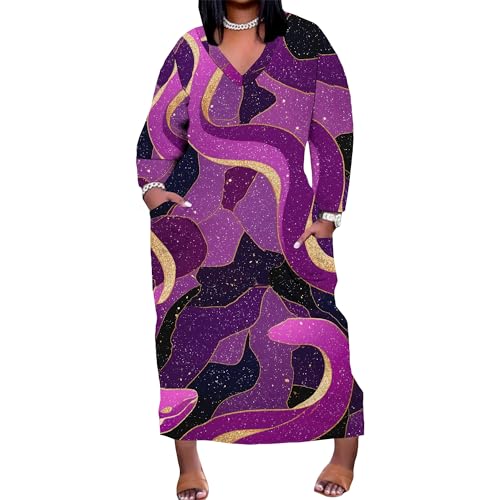 Image of Womens African Dresses Sexy Casual T-Shirt Dresses Long Sleeve Oversized Baggy Summer Sundress