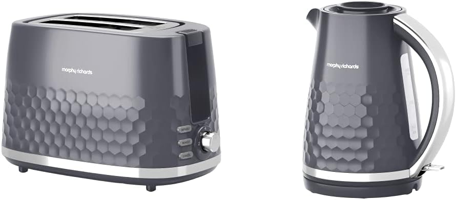 Morphy Richards 220033 Hive Toaster Grey & 108273 Hive Kettle Grey Morphy Richards 220033 Hive Toaster Grey & 108273 Hive Kettle Grey