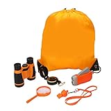 Paket enthalten: 6 Geschenke in einem kompakten Satz Außenspielzeug für Kinder. Dieses coole Kit enthält ein 4x30mm Fernglas für Kinder, eine 3x60mm Lupe für Kinder, eine LED-Handkurbel-Taschenlampe, eine Pfeife, einen Kompass und einen Kinderwanderrucksack, der sowohl für die Aufbewahrung zu Hause als auch für Spiele im Freien für Kinder geeignet ist.