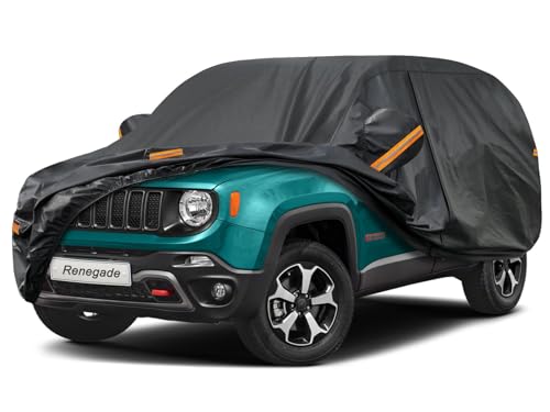 Kayme Funda Coche Exterior, Compatibles con Jeep Renegade (2014-2025), Cubierta para Coche Impermeable Transpirable Anti-UV Antipolvo de 7 Capas, Cubre Coche con Cremallera y Forro de Algodón.