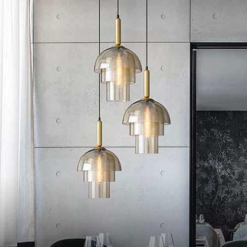 Suspension rétro E27 design français en verre multicouche d'exception pour décoration d'hôtel