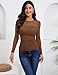 Zeagoo Ladies Blouses and Tops Sheer Mesh Long Sleeve Shirt Crew Neck Trendy Ruched Clothes Fall Fashion Concert Outfit Brown