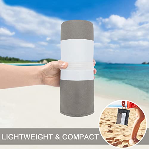 Sunland Microfiber Beach Towels Oversized - Travel Towels, Sand Free Quick Dry Super Absorbent And Lightweight, Large Beach Towels For Beach, Pool, Yoga, Swimming, Camping,Travel(71X37Inch Grey) #TOP3