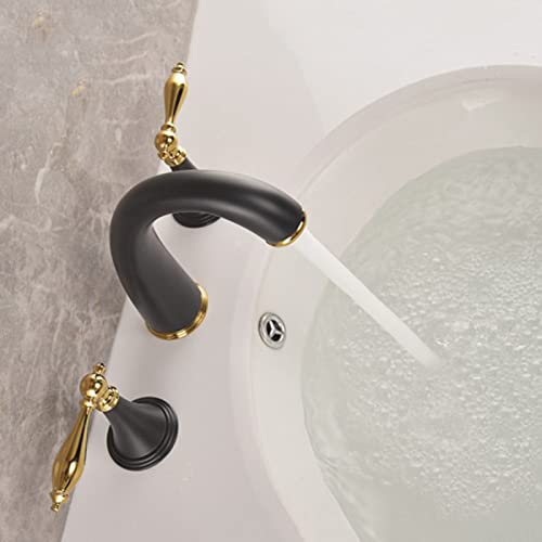 Robinets de lavabo de salle de bain rétro laiton noir or