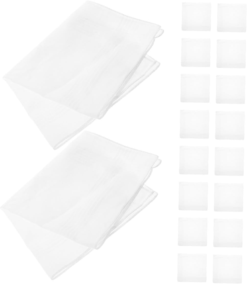 SOIMISS 18pcs Men’s Cotton Handkerchiefs White Gentle Washable Pocket Squares for Dress and Wedding Use