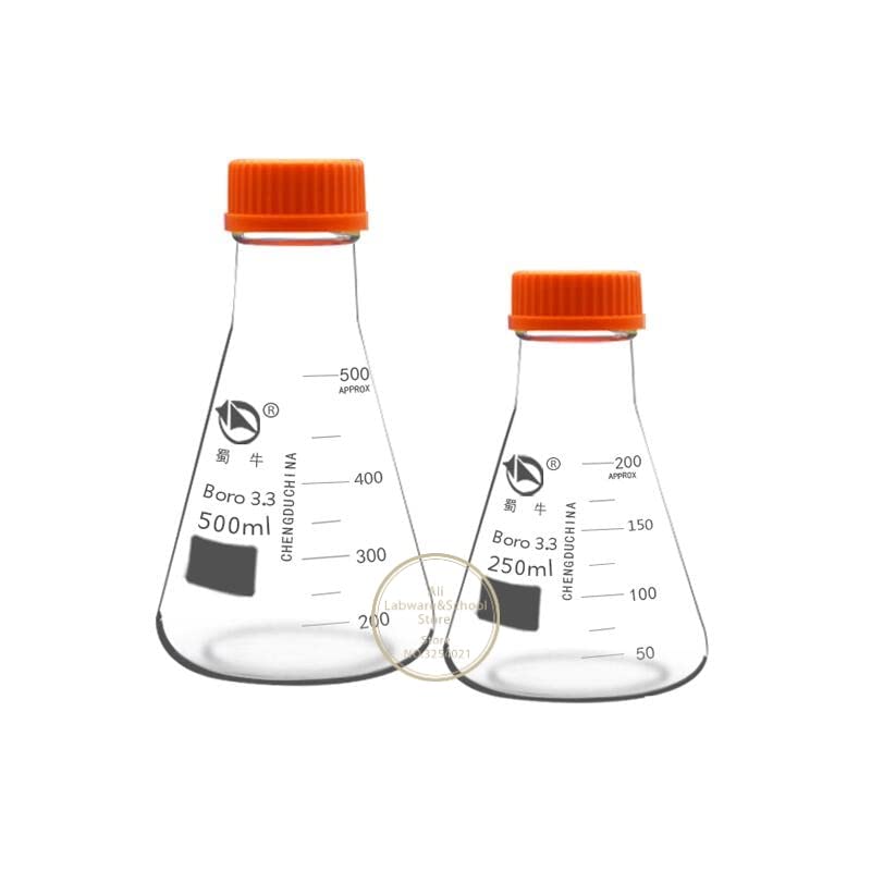 1 Uds Laboratorio 250ml 500ml 1000ml 2000ml matraz Triangular de Cuello Espiral de Vidrio de borosilicato Alto matraz cónico Resistente a Altas temperaturas (Size : 1000ml)