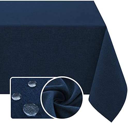 Linen Textured Table Cloths Rectangle 54 x 80 Waterproof Premium Solid Linen Woven Tablecloth Spill-Proof Linen Look Cover for Party Table Feature Extra Soft and Thick Fabric Wrinkle Free, Navy