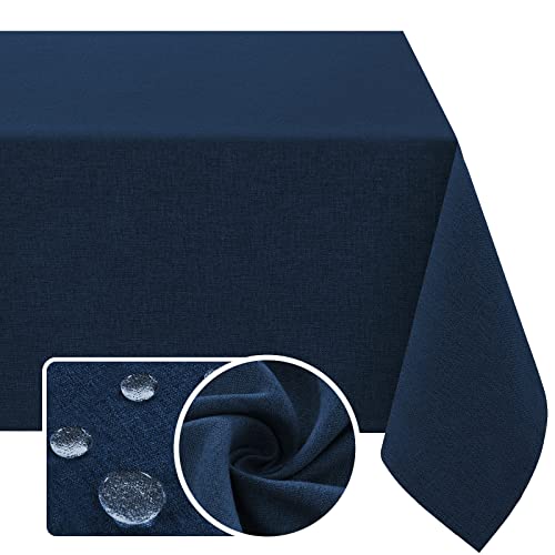 Linen Textured Table Cloths Rectangle 54 X 80 Waterproof Premium Solid Linen Woven Tablecloth Spill-Proof Linen Look Cover For Party Table Feature Extra Soft And Thick Fabric Wrinkle Free, Navy #TOP17