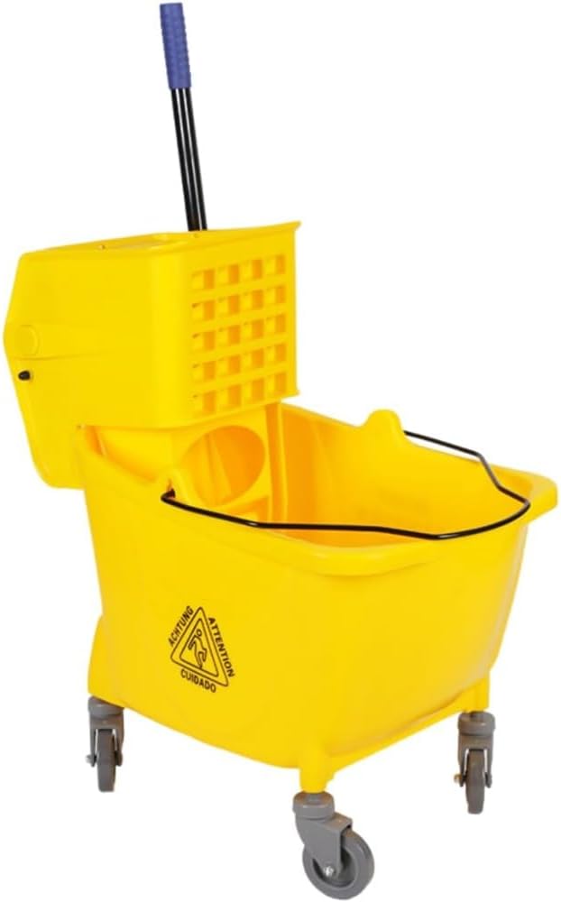 OGXNキャスター付きモップバケツ、サイド絞り器付き清掃容器、20L クリーニングセット、人間工学デザイン、移動便利、絞り効率良い、