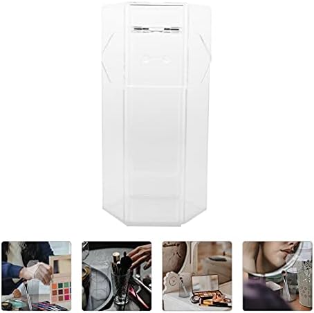 Tomaibaby Acrylic Makeup Brush Holder Clear Beauty Organizer with Lid Pencil Storage Bucket Comestic Brushes Box for Bathroom Bedroom
