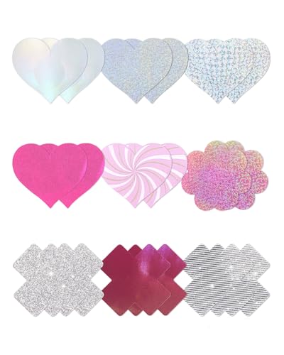 Image of CICKEE Nipple Pasties Black 9 Pairs Rave Pack Nipple Covers Stickers for Rave, Music Festivals, Beach or Daily Wear