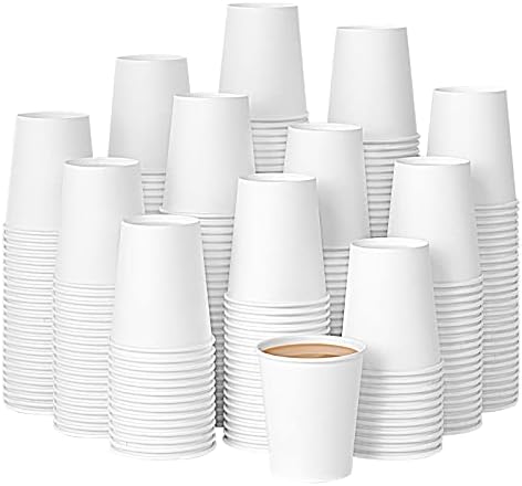 Turbo Bee 300Pack 8oz Disposable Paper Cups, White Paper Coffee Cup，Espresso Cups ,Hot/Cold Beverage Drinking Cup for Party,Travel and Event