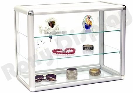 Aluminum Frame Tempered Glass Counter Top Display Showcase with Sliding Glass Door and Lock