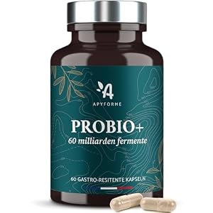 Apyforme – Milchsäurebakterien – Bis zu 60 Milliarden KBE/Tag – 10 Exklusive Stämme inkl. Lactobacillus – 60 Magensaftresistente Kapseln – Probio+