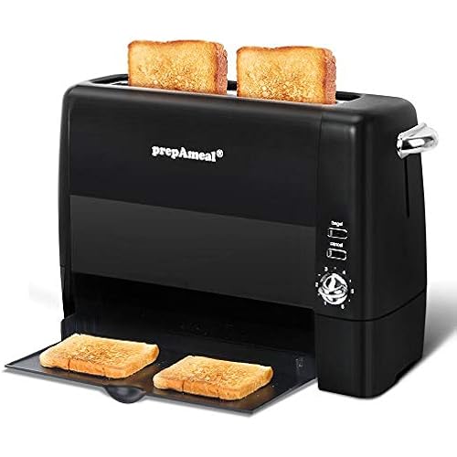 Long Slot Toaster 2 Slice Wide Slot Bread & Bagel Toaster (Black)