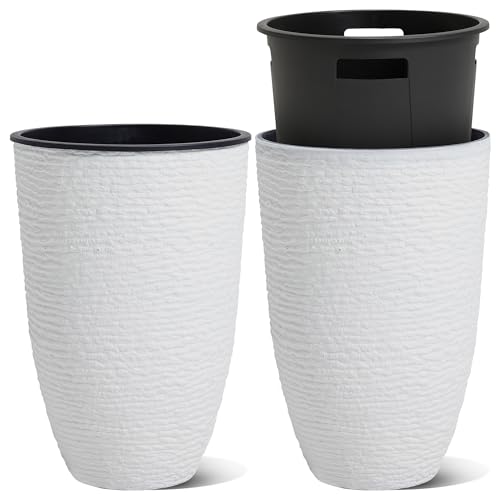 WORTH Garden 2-Pack 21" H. White Tall Planters with Inside