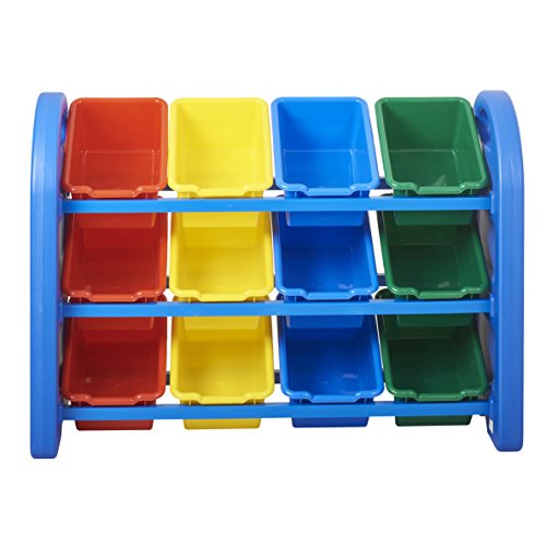 Ecr4Kids 3-Tier Toy Storage Organizer With Bins, Blue With 12 Assorted-Color Bins, Greenguard Gold Certified Toy Organizer And Storage For Kids’ Toys, Kids’ Toy Storage (Elr-0216) #TOP3