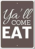 „Kommt alle zum Essen“-Schild, Küchenschild mit Spruch, Südstaatenküchen-Metallschild