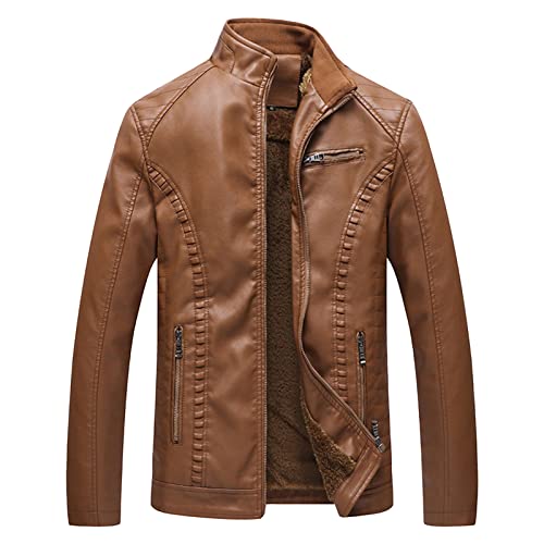 Veste en similicuir chaud pour homme veste moto coupe-vent avec doublure polaire