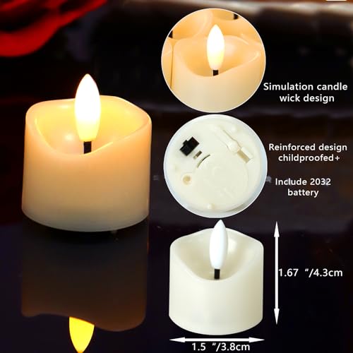 Image of Flameless LED Votive Candles, Battery Operated Fake LED Lights Electric Flickering Candles for Wedding Party Halloween Christmas Party Theme Party, Holiday Decor Home Decorations, Set of 48