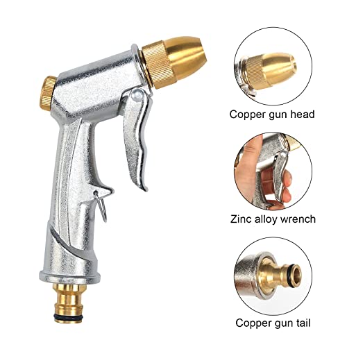 Wytrzymała metalowa dysza węża ogrodowego, 100% wytrzymały metalowy pistolet na wodę, wąż ogrodowy, pistolet natryskowy, pistolet natryskowy, metalowy do mycia samochodu i zwierząt domowych