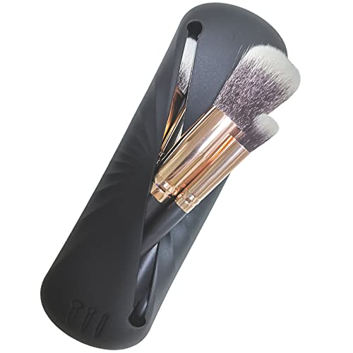 Hysotok Silicone Makeup Brush Holder, Travel Makeup Brush Holder, Soft And Portable Cosmetic Brush Organizer Case Bag, Trendy Makeup Tool Organizer For Travel, Daily, Gift (Black) #TOP28