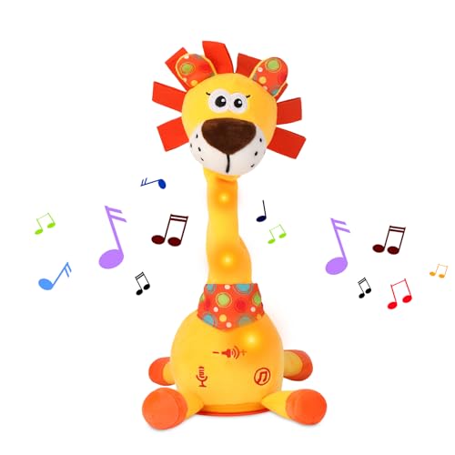 LUKETURE Dancing Talking Lion Plush, Interactive Stuffed Animal Toy, Musical Plush with Record & Repeat, Sings 10 Songs, LED Lights