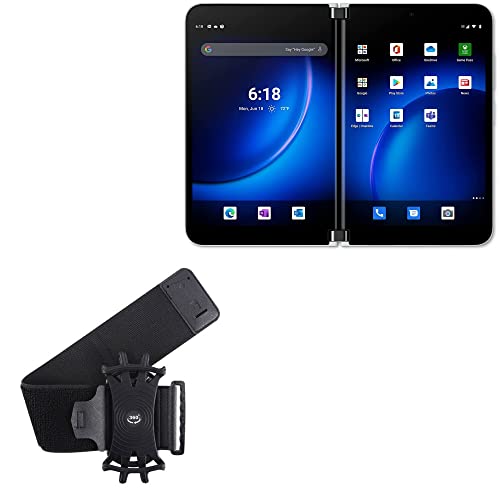 BoxWave Holster Compatible with Microsoft Surface Duo 2 5G - ActiveStretch Sport Armband, Adjustable Armband for Workout and Running - Jet Black