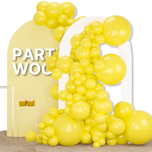 Image of PartyWoo Yellow Balloons 155pcs Different Sizes of 18 12 10 5 Inch Matte Yellow Latex Balloon Arch Kit Garland for Easter Bee Baby Shower Sunflower Birthday Graduation Party Decorations Yellow-Y55