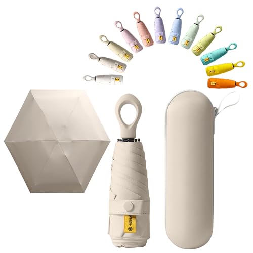 Mini Sun Travel Umbrella Ring handle Coating Layer Fabric Blocking/anti UPF 50 UV Protection 99.9% Compact Folding Purse Umbrella/Lightweight Small Portable Backpack/Rain Sun/Men Women Kids