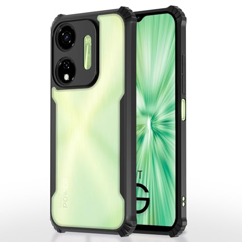Image of Pikkme itel P55 5G Back Cover | Crystal Clear Transparent Back | Ultra Hyrbid | Full Camera Protection | Raised Edge | Bumper Back Case (Black)
