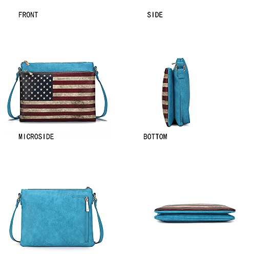 MKF Collection American Flag Design Crossbody Bag for Women, Patriotic Handbag American Pride Shoulder Bag by Mia K4