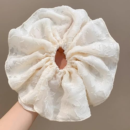 Jseng 3PCS Extra Large Scrunchies for Hair, Korea lace Hair Ties, Beige, Pink, Black — view 5