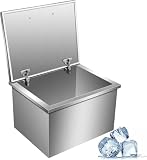 GarveeTech Isolierte Edelstahl Drop-In Eisbox für Outdoor-Küche/Bar – Mit Klappdeckel, Ablauf & 60QT Fassungsvermögen – Perfekt für gekühlte Getränke wie Wein & Bier – Größe: 20''L x 20''W x 13''H