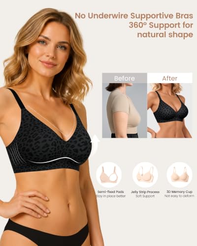 Image of As Fairy Wireless Bras for Women Full Coverage Seamless Comfort T-Shirt Bra