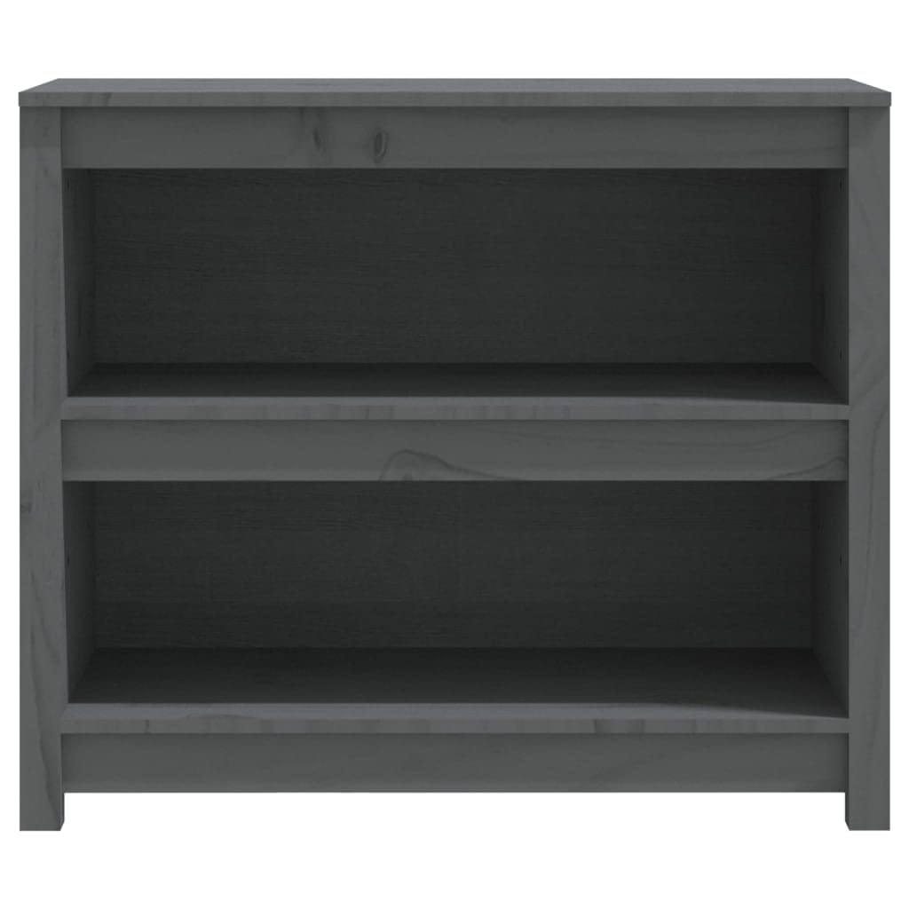 Bücherregal Grau 80x35x68 cm aus massivem Kiefernholz mit viel Stauraum, freistehend als Regalsystem, Bücherschrank, Aktenregal, ideal für Wohnzimmer, Büro, Arbeitszimmer, Kinderzimmer