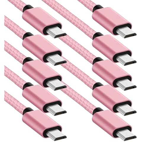 iEugen Micro USB Cable Android Charger, (10-Pack 5FT) Micro USB Android Charger Cable Nylon Braided Cord -Rosegold 10pack Cover