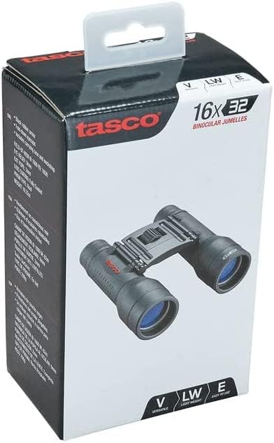 Tasco 16x32 Black Roof MC Binoculars with neck strap attached