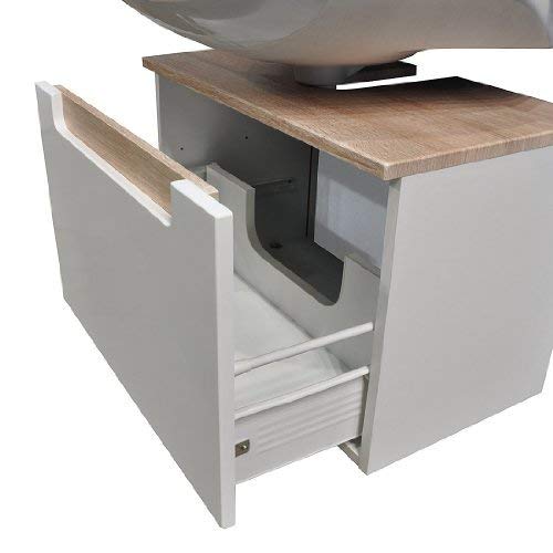 Held Möbel Unterbeckenschrank Siena 316.3022 | 1 Metallauszug | In Weiss Hochglanz und Sonoma Eiche | 60 x 40 x 35 cm