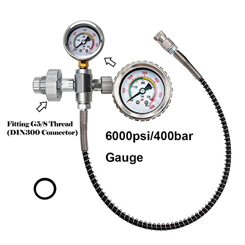 Nothers Paintball PCP Air Gun Rifle Fill Station G5/8" Din Adaptor Refill Charging Adapter for Diving Cylinders w/ 50cm Spring Hose Diving Cylinder Inflation Valve - Image 7