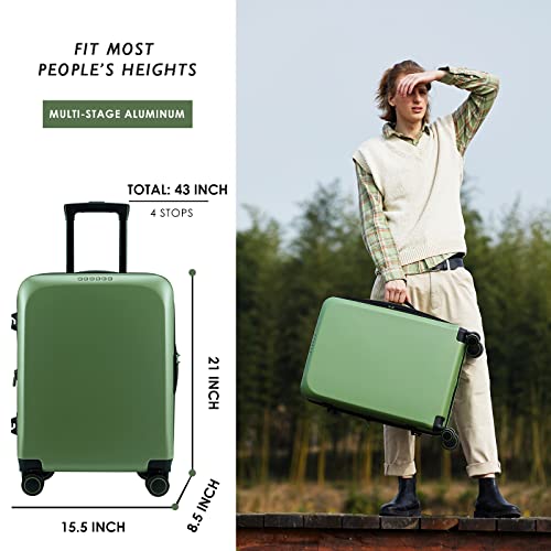 Image of VERAGE Carry On Luggage with X-Large Spinner Wheels, Expandable Hardside Travel Luggage,Rolling Suitcase TSA Approved (20- Inch, Green), Green, Carry-On 20-Inch, Hardshell Luggage